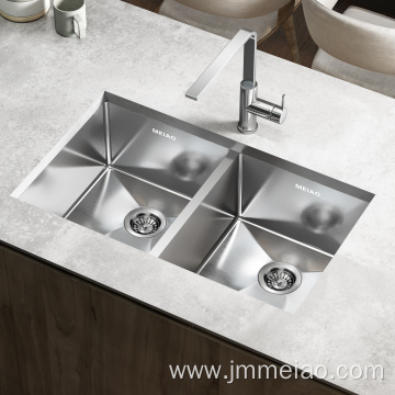 Stainless Steel Double Bowl Undermount Handmade Kitchen Sink